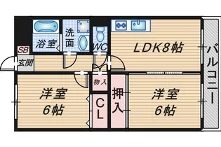 アルカディア箕輪【1階】の間取り
