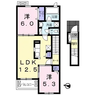 グラドゥアーレA【2階】の間取り