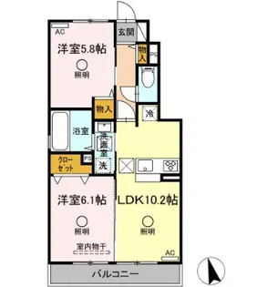 アテリア参番館【1階】の間取り