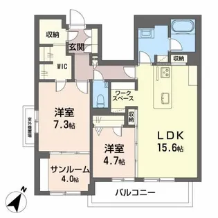 HIGH LINE PARK(ハイラインパーク)B棟【2階】の間取り