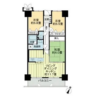 サーパスシティ白川3番館【4階】の間取り
