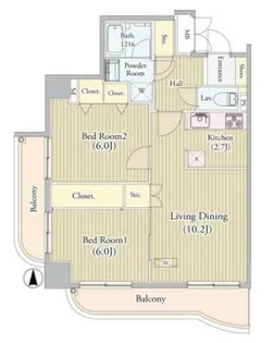 センテニアルタワー【9階】の間取り