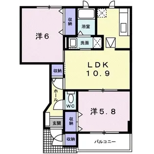 アメニティハウスアサヒA【1階】の間取り