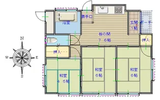 福島県いわき市内郷御台境町六反田【一戸建】の間取り