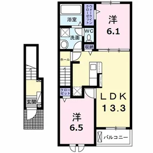 カーサ・アティラン A【2階】の間取り