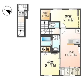 愛知県日進市岩藤町陸見【アパート】の間取り