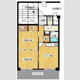 タイハイツ桜宮【3階】の間取り