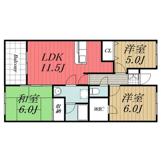 千葉県千葉市若葉区若松町【マンション】の間取り