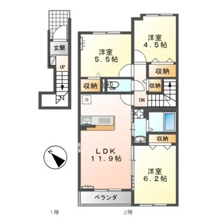 岡山県笠岡市笠岡【アパート】の間取り
