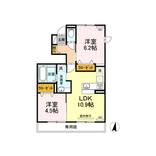 プレミール益城【1階】の間取り