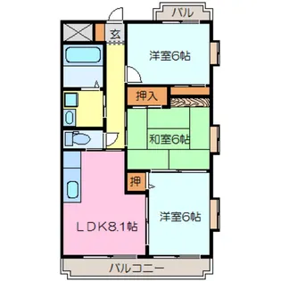 スカイマンション幾久富【1階】の間取り