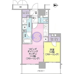 ブランズタワー御堂筋本町【5階】の間取り
