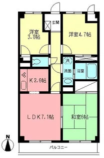 ペアムール三竹【3階】の間取り