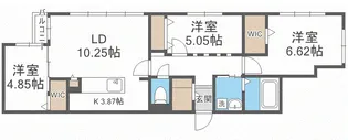 レスツオン厚別【4階】の間取り
