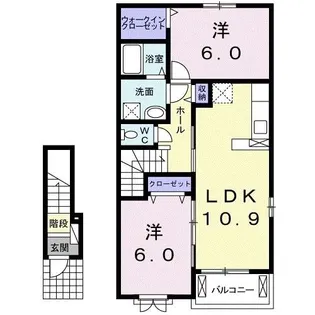 シャン・ドゥ・フルール B【2階】の間取り