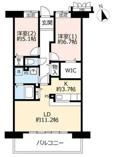 URアーバンラフレ虹ヶ丘中【3階】の間取り