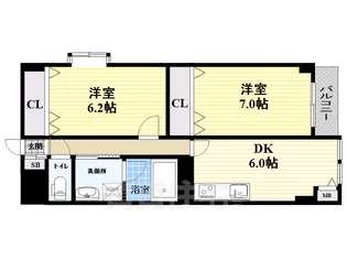 クラウンハイム豊新【2階】の間取り