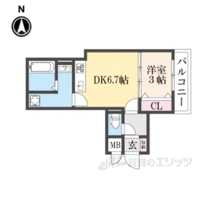 パークス山科【3階】の間取り