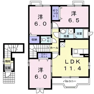 静岡県浜松市中央区高丘西1【アパート】の間取り