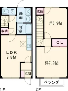滋賀県長浜市川崎町【アパート】の間取り