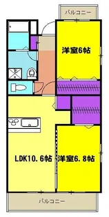 2LDKの間取り画像