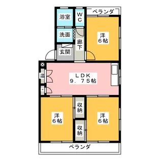 菊園ハイツ【3階】の間取り