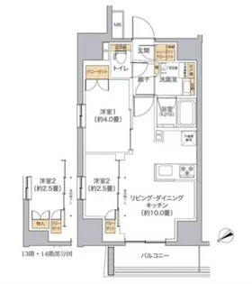 リビオメゾン新宿WEST【2階】の間取り