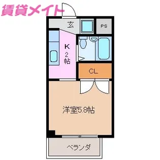 Sパレスカメヤマ【2階】の間取り