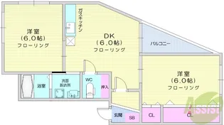 グランドールミウラJ棟【2階】の間取り