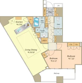 KACHIDOKI THE TOWER【36階】の間取り