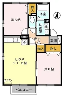 ハピネスB【2階】の間取り