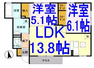 メイプルリーフD【1階】の間取り