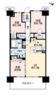 オーベルグランディオ三郷中央【5階】の間取り