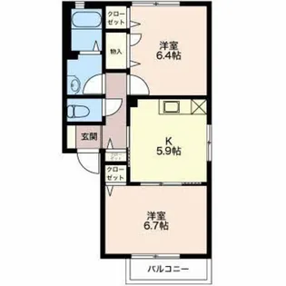 ウイステリア B【1階】の間取り