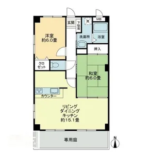 フォブールつるうち【1階】の間取り
