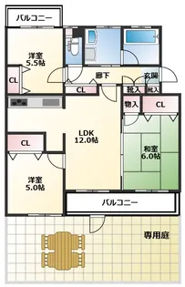 ビュー・クレスト【1階】の間取り