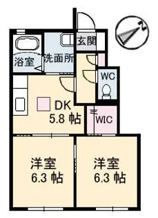 グランドメゾンユイット 三番館【1階】の間取り