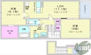 ブレスサイドヒルズ1【2階】の間取り