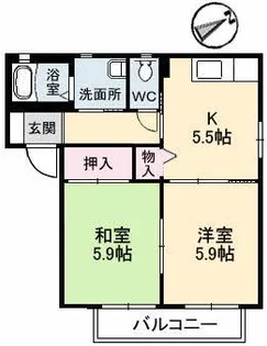 シャーメゾン郡家 B棟【2階】の間取り