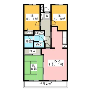 リーヴ・ドロア【5階】の間取り