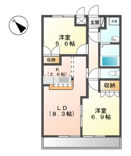 クレアトゥールB【2階】の間取り