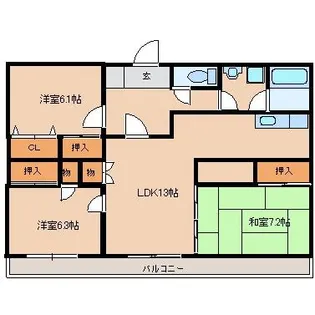 ドルムント岩船【2階】の間取り