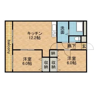 サンパークマンションI【1階】の間取り