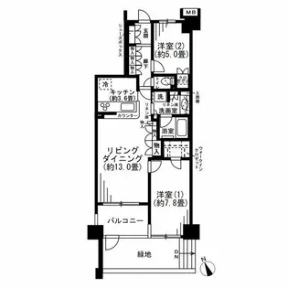 神奈川県横浜市中区池袋【マンション】の間取り