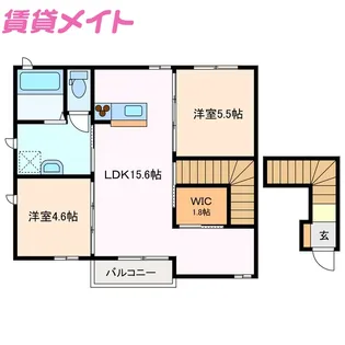 クレセオ下箕田【2階】の間取り