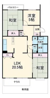 ベルフラワーズ大住台2号棟【1階】の間取り