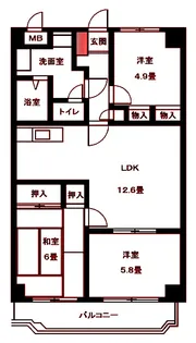 ロイヤルシティ東戸塚【4階】の間取り