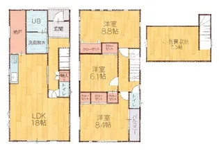 新潟県新潟市中央区旭町通2番町【一戸建】の間取り