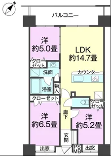 ライオンズ宜野湾ベイサイドアリーナ【4階】の間取り
