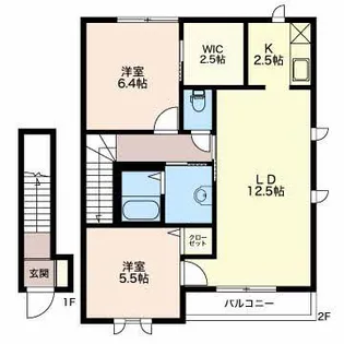 サンパル・ウエスト C【2階】の間取り